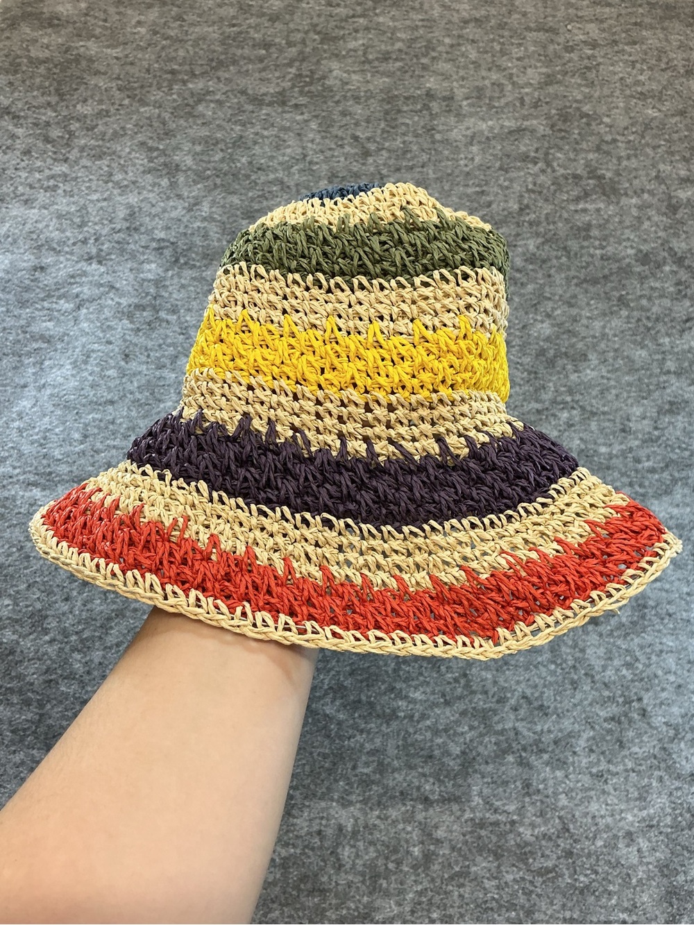 Ruslan Baginskiy Multicolor Straw Crochet Sun Hat